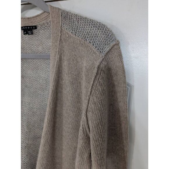 Theory Cardigan Sweater women's large tan mohair longer Neutral luxury - Picture 2 of 7